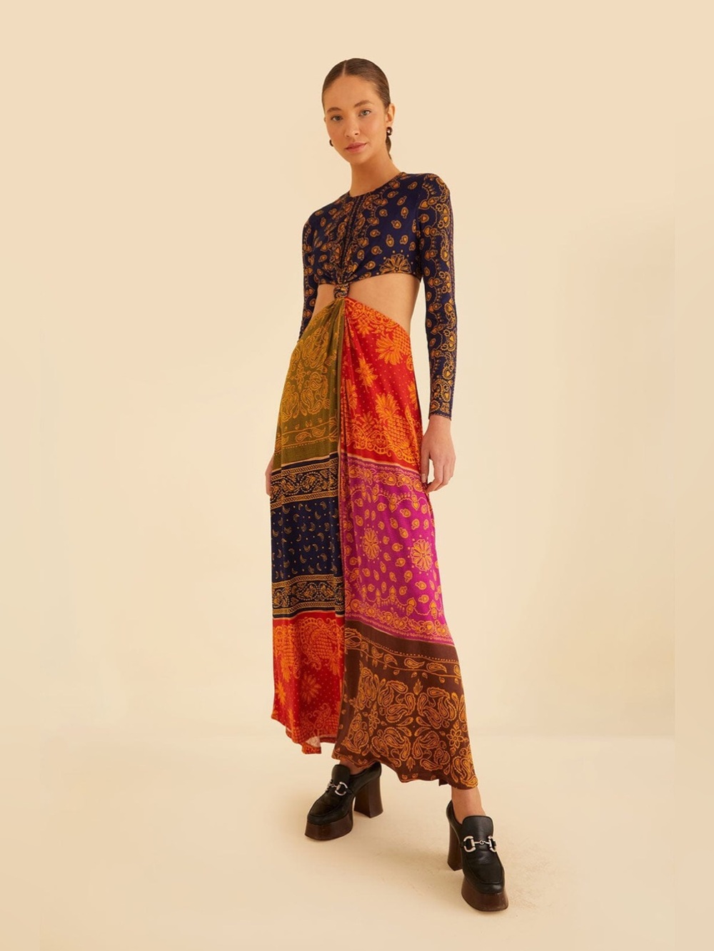 FARM Rio Bandana Dream Cut-Out Maxi Dress Size M EUC